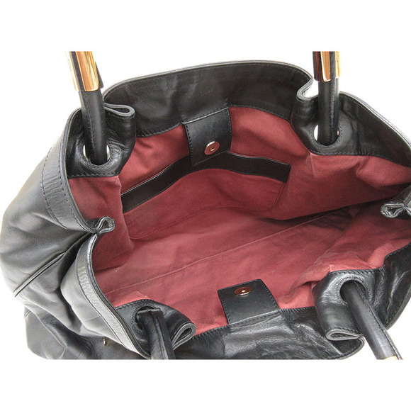 Chloe Bag Leather Shoulder Tote Victoria Black - Picture 10 of 11